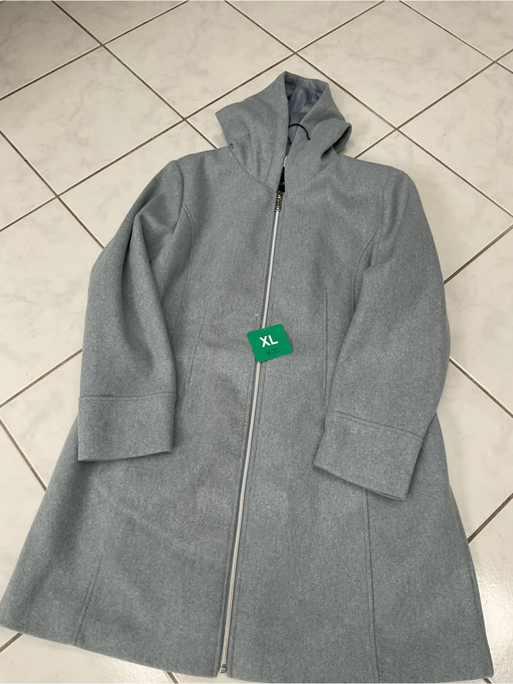 VINCE CAMUTO women’s lt blue Hooded Wool-Blend Coat - Size XL